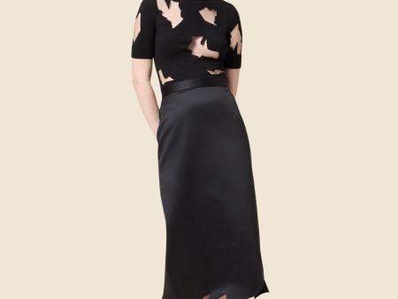 HEM CUT SATIN SKIRT on Sale