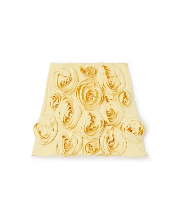 ROSE APPLIQUE YELLOW MINI SKIRT on Sale