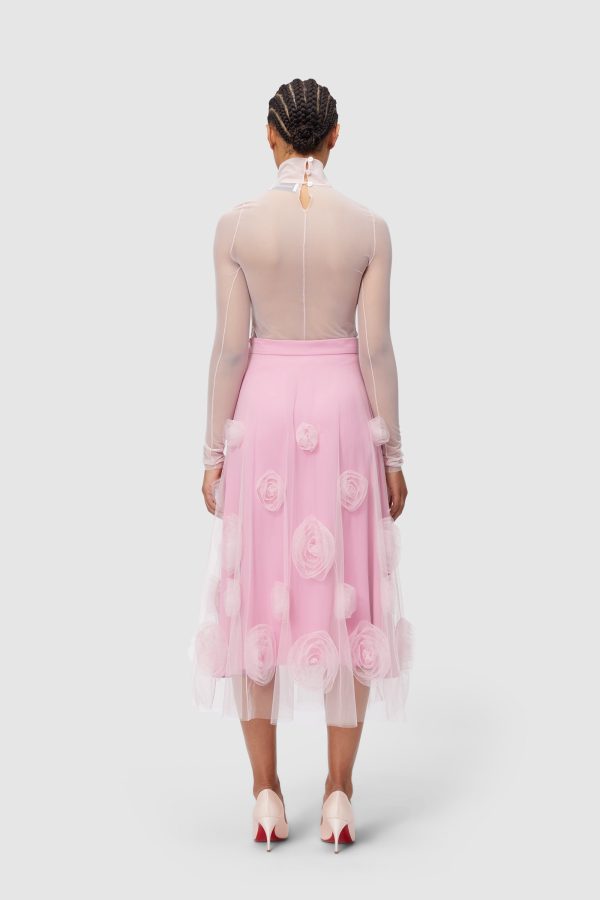 ROSE APPLIQUE MIDI SKIRT Online Hot Sale