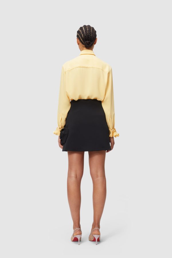 ROSE APPLIQUE BLACK MINI SKIRT Online Sale