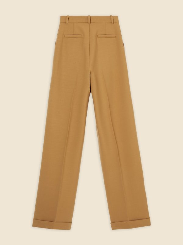 TAILORED CUFF WOOL TROUSERS For Cheap