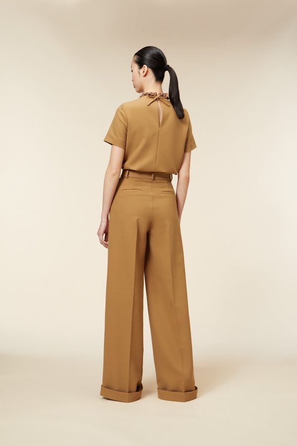 TAILORED CUFF WOOL TROUSERS For Cheap