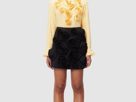 ROSE APPLIQUE BLACK MINI SKIRT Online Sale