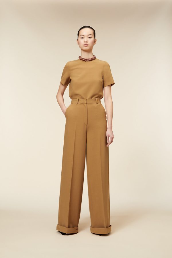 TAILORED CUFF WOOL TROUSERS For Cheap