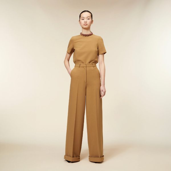 TAILORED CUFF WOOL TROUSERS For Cheap