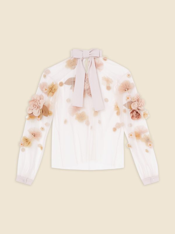 FLORAL EMBROIDERY LONG SLEEVE TOP Hot on Sale