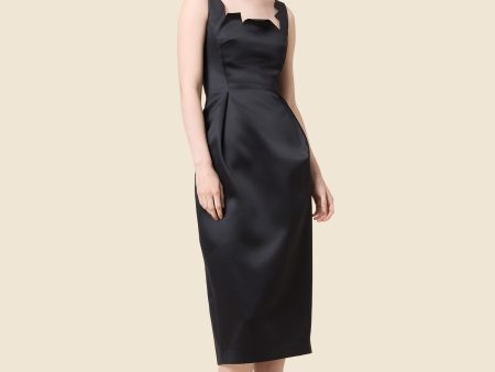 NECK CUT SATIN MIDI DRESS Online