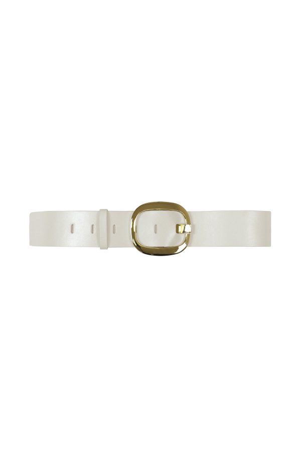 LEATHER BELT WITH METALLIC BUCKLE on Sale